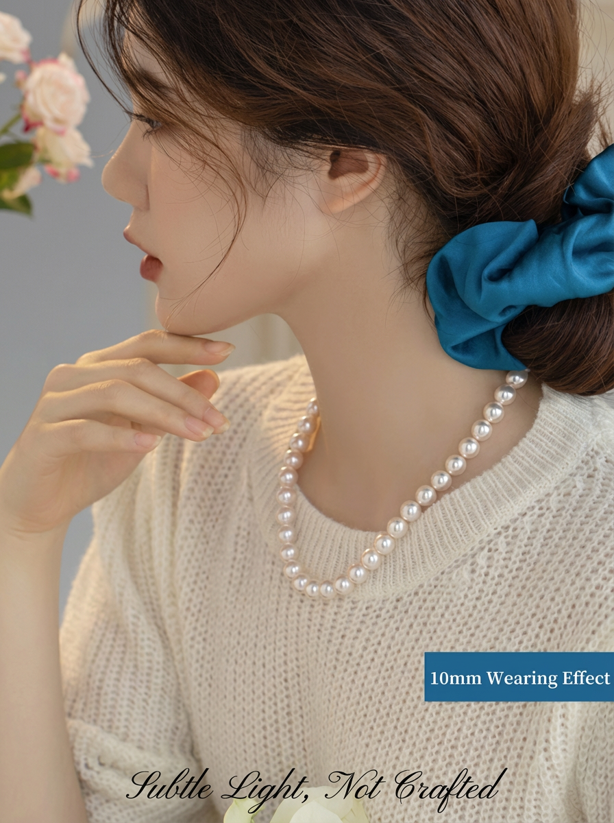 S925Pure silver Swarovski round pearl necklace