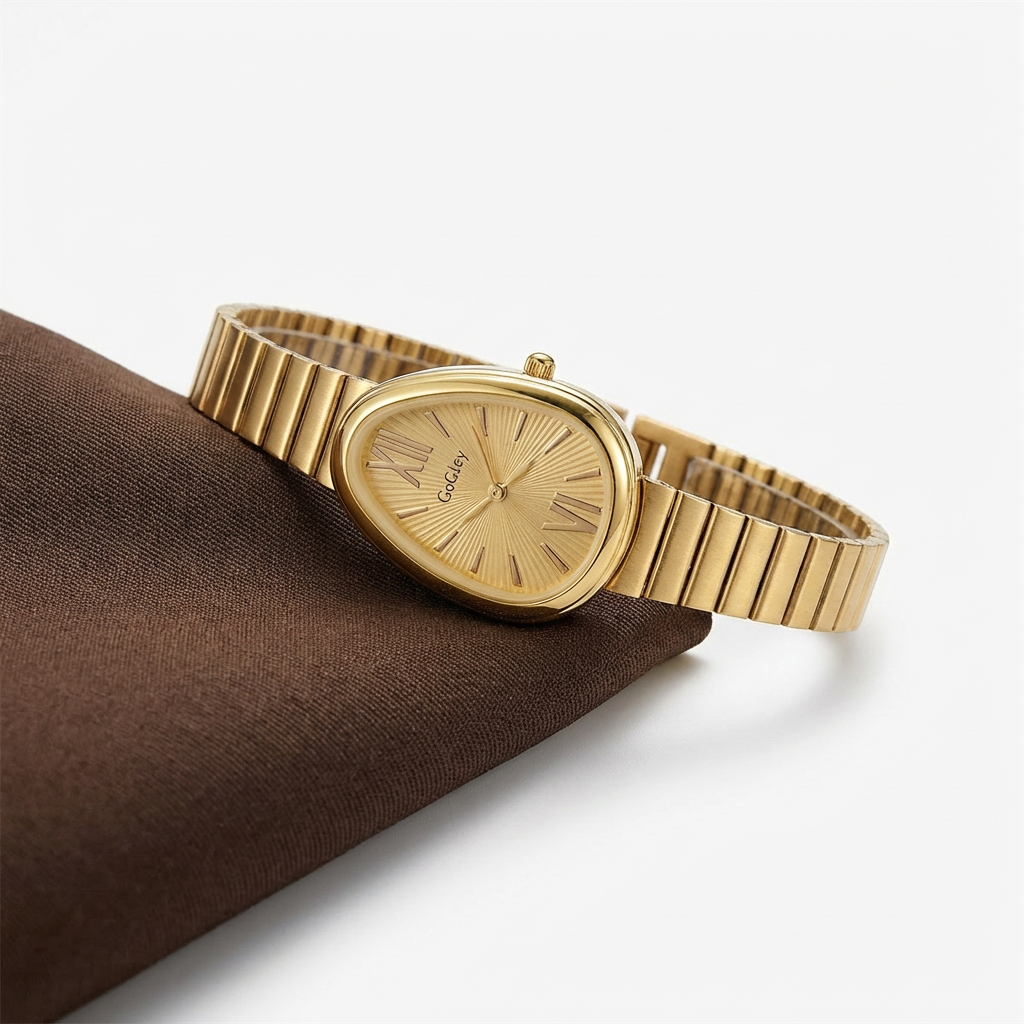 Snake-head watch with a high-end feel, bamboo-pattern strap women's quartz watch