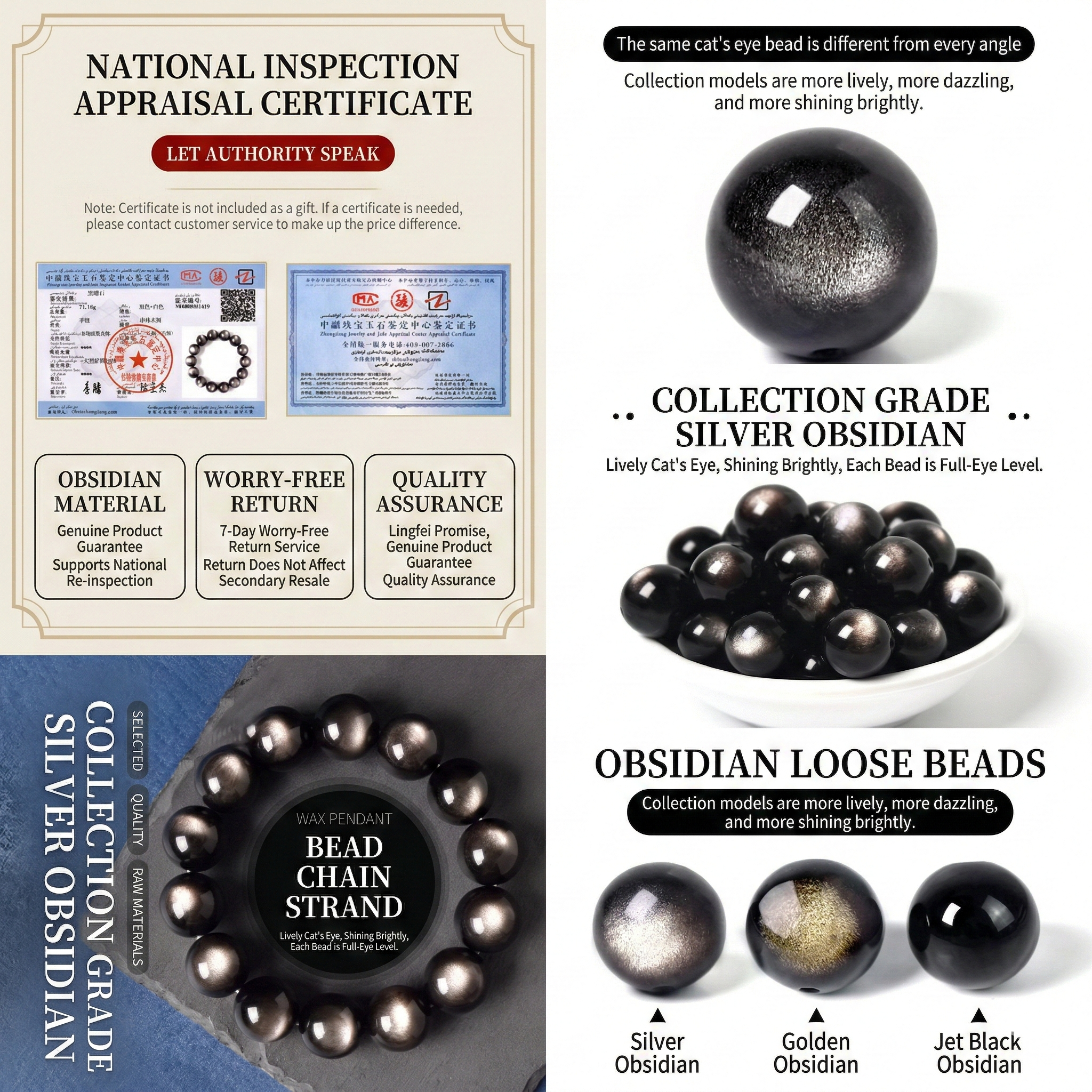 Natural Obsidian Loose Beads diy Handmade crystal