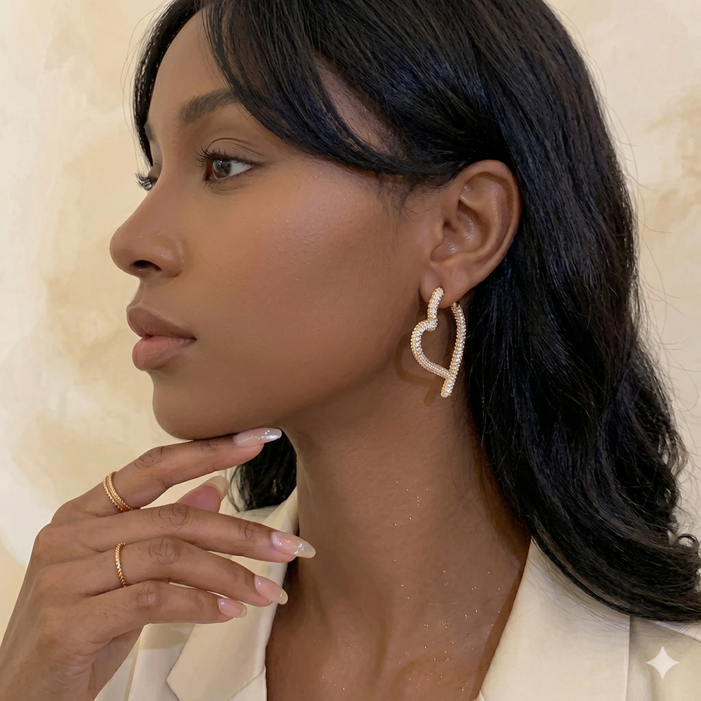 Eternal Love Sparkling Pavé Heart Hoops - Gold Fashion Earrings for Her
