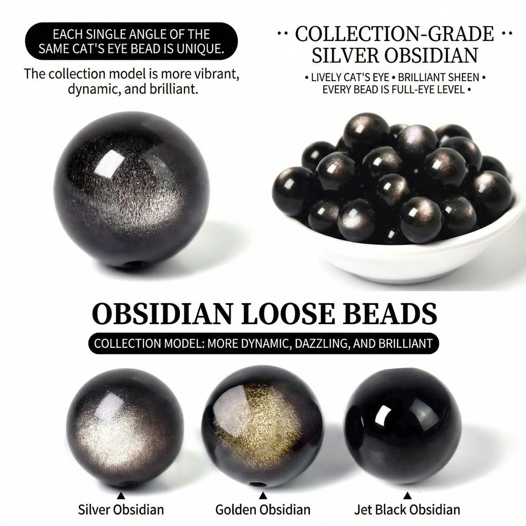 Natural Obsidian Loose Beads diy Handmade crystal