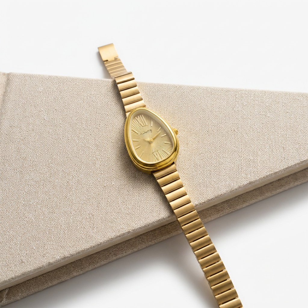 Snake-head watch with a high-end feel, bamboo-pattern strap women's quartz watch