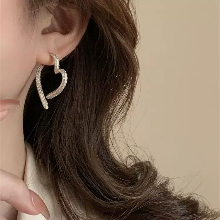 Eternal Love Sparkling Pavé Heart Hoops - Gold Fashion Earrings for Her