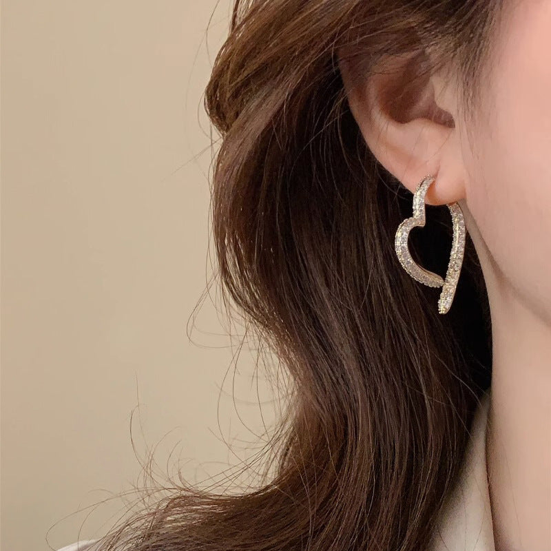 Eternal Love Sparkling Pavé Heart Hoops - Gold Fashion Earrings for Her