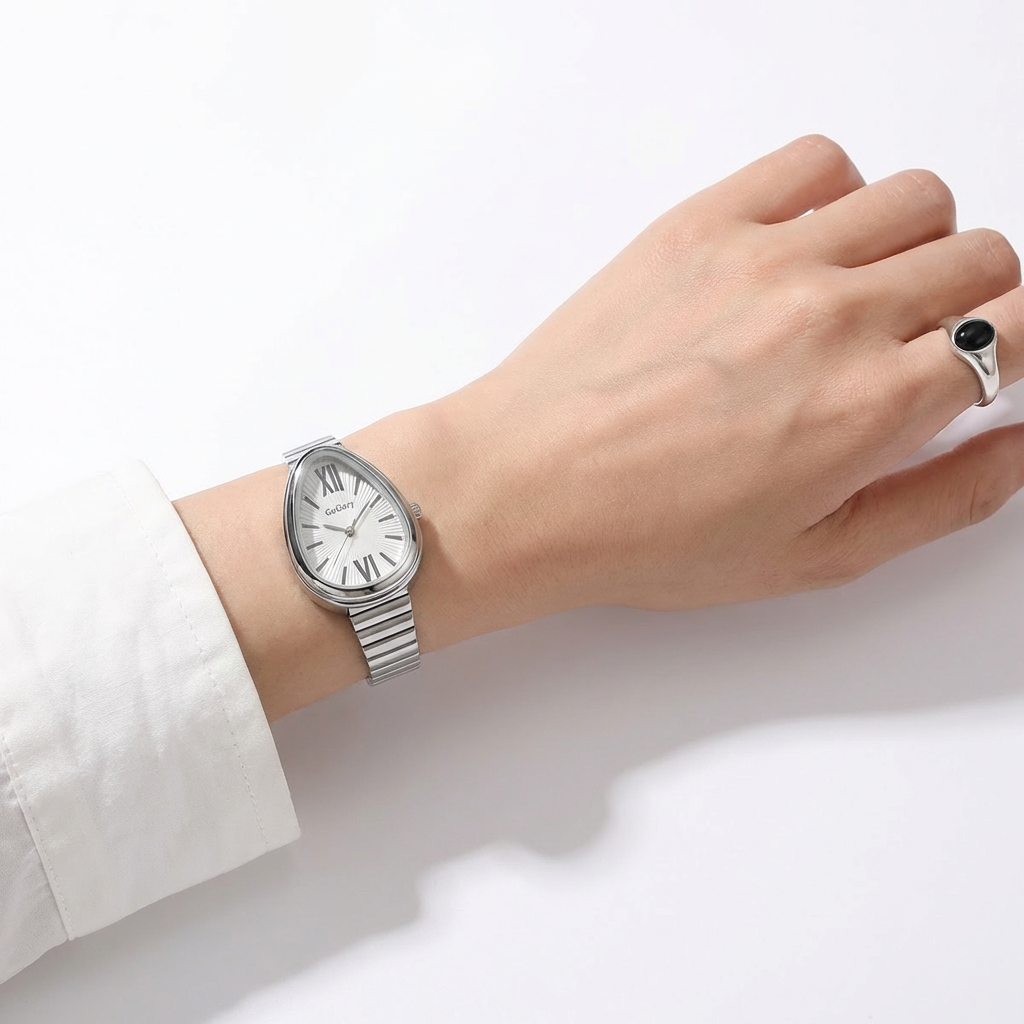 Snake-head watch with a high-end feel, bamboo-pattern strap women's quartz watch