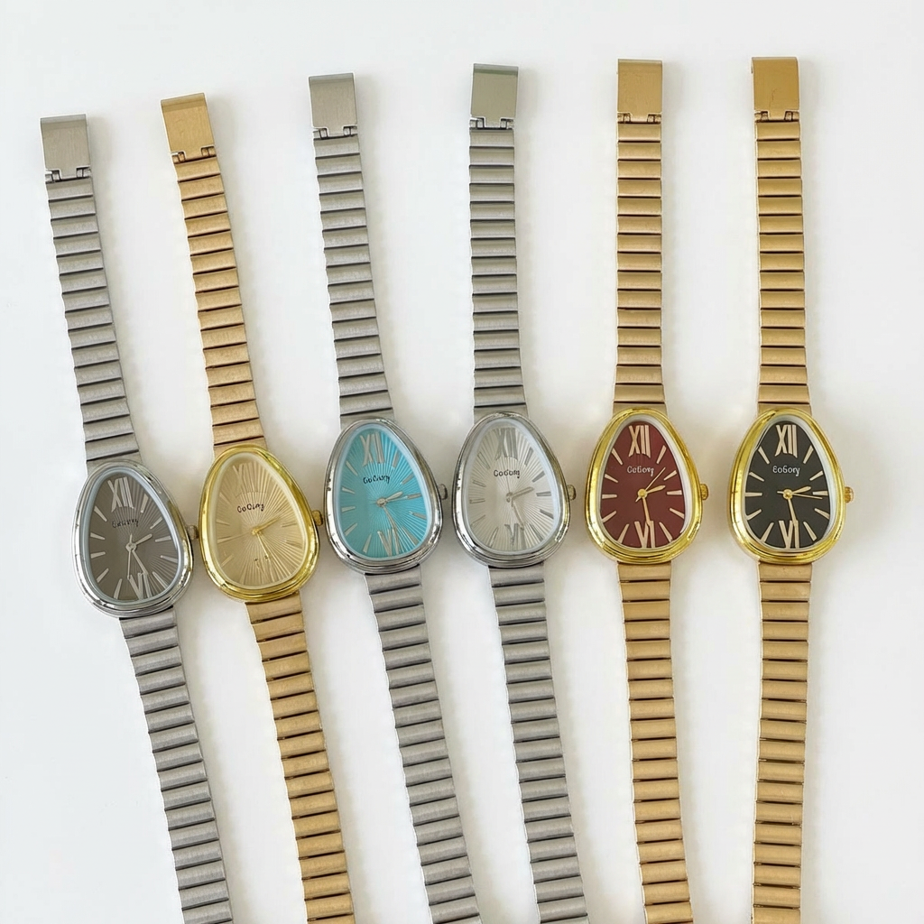 Snake-head watch with a high-end feel, bamboo-pattern strap women's quartz watch