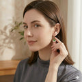 5A Grade Freshwater Pearl, Green Agate Stud Earrings - French Retro Elegance in Every Detail