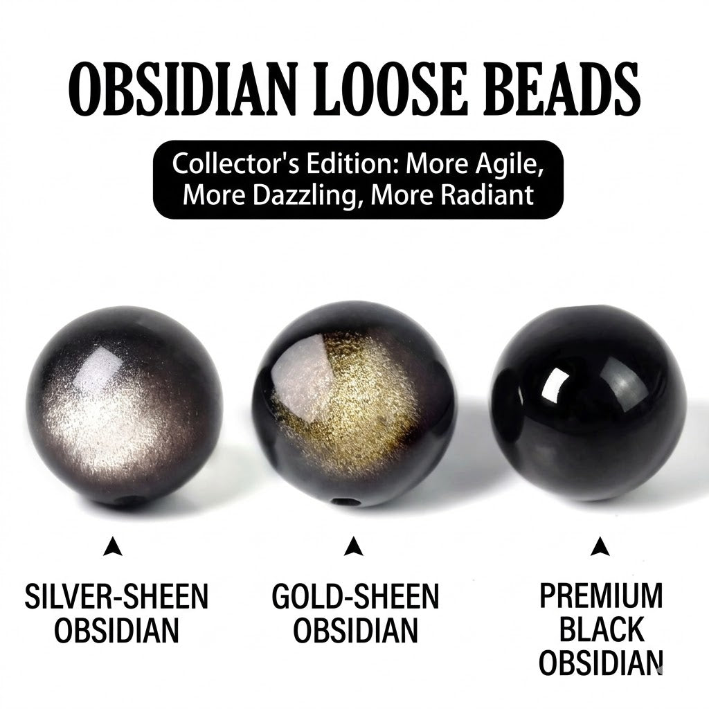 Natural Obsidian Loose Beads diy Handmade crystal